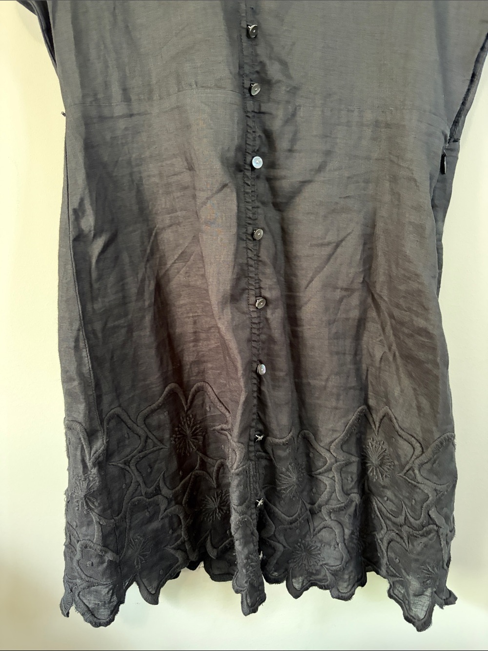 Veronica Beard Black Archie Floral Embroidered Dress Applique LBD Sz 8 - Picture 9 of 15